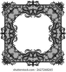 decorativo vintage quadro barroco com flora gravura ornamento cinza