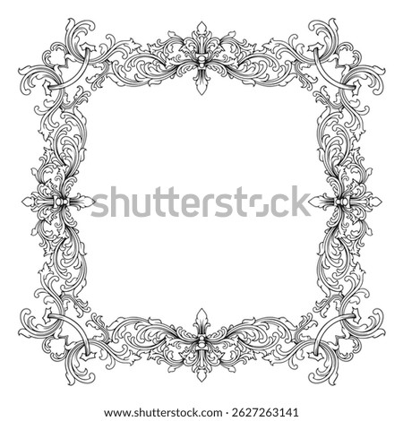 decorative vintage baroque frame with flora engraving ornament