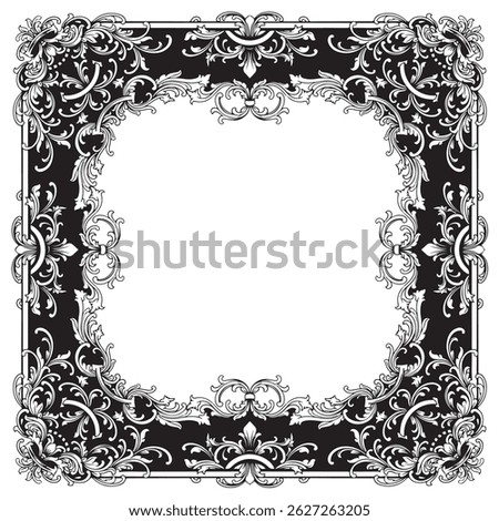decorative vintage baroque frame with flora engraving ornament