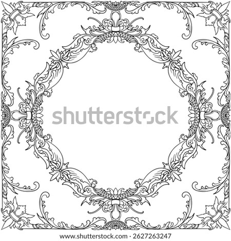 decorative vintage baroque frame with flora engraving ornament