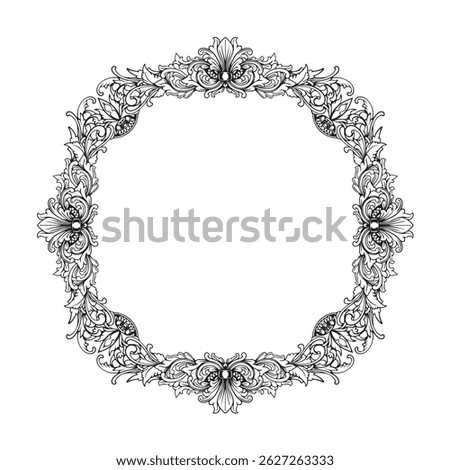 decorative vintage baroque frame with flora engraving ornament