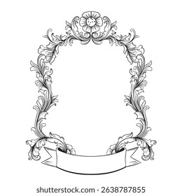 decorative vintage baroque frame with floral ornament illustration art