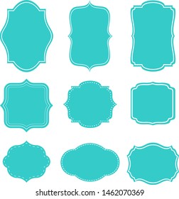 Decorative vintage blue frames and borders set vector