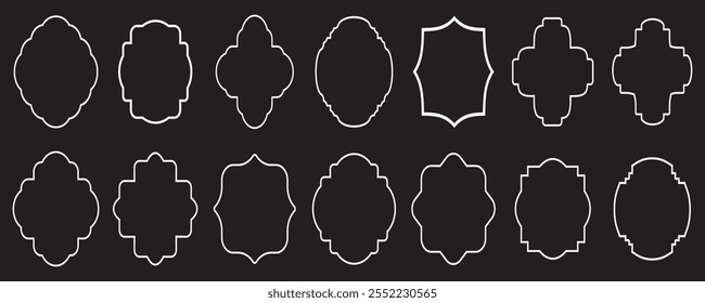 Decorative Vintage border frames set isolated on black background. 