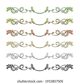 decorative vintage border illustration set (natural plant)	
