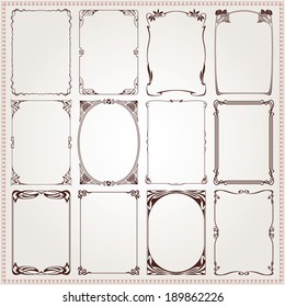 Decorative vintage borders and frames Art Nouveau style vector