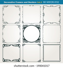 Decorative vintage borders and frames Art Nouveau style vector