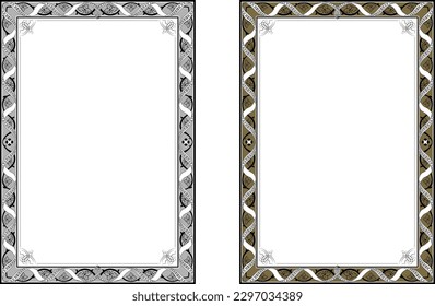 Decorative vintage borders and frames, old style vector.