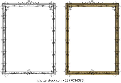Decorative vintage borders and frames, old style vector.