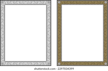Decorative vintage borders and frames, old style vector.