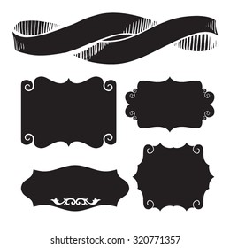 Decorative vintage borders and frames. Page decoration. Decorative floral elements, corners, borders, frame, crown. 