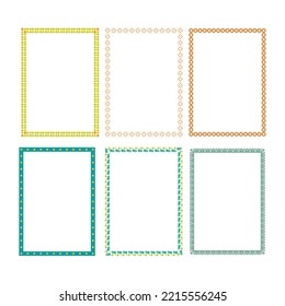 Decorative vintage Borders and frames set, Six Colorful border frame  Vector design decoration pattern style. border design is pattern Thai art style