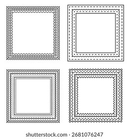 Decorative vintage calligraphic frames. Set of frames icon. Abstract square border photo frame Vector illustration.