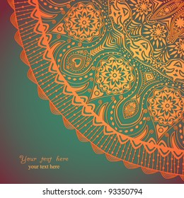Decorative Vintage Design Element, illustration with lacy frame decoration, ornamental corner with floral endless pattern. You can use it separately.