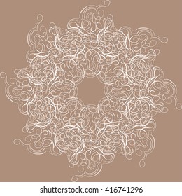 Decorative Vintage Design Element, Vector mandala element. Hand draw lace ornament. Vector snowflake. Template frame design for card or poster.