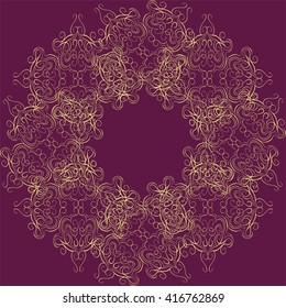 Decorative Vintage Design Element, Vector mandala element. Hand draw lace ornament. Vector snowflake. Template frame design for card or poster.