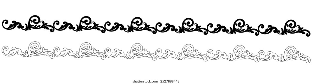 Decorative vintage dividers line vintage frames and scroll elements. Classic calligraphy swirls, swashes, dividers, Good for greeting cards, wedding invitations, restaurant menu, royal certificates.