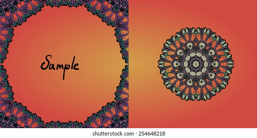Decorative vintage eastern mandala frame invitation template. 