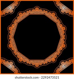 Marco elegante vintage decorativo y borde esculpido redondo vector