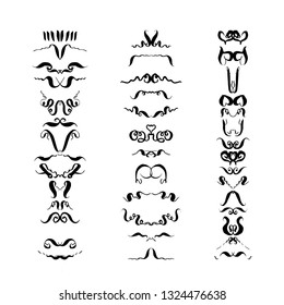 decorative vintage elements and text dividers. black and white set hand-drawn vector