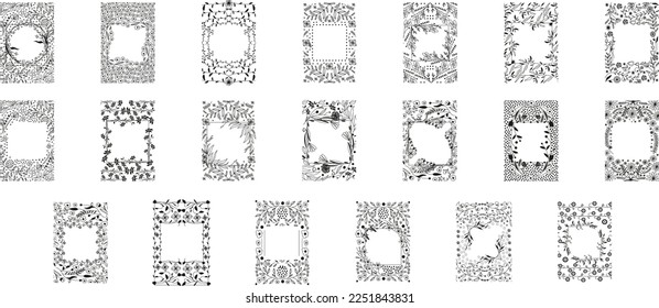 Decorative vintage floral frame in middle age style. Vector illustration. Coloring book for adult and older children. Outline drawing coloring page. Vector illustration