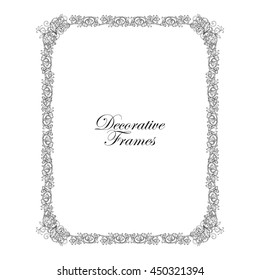 Decorative vintage floral frame in middle age style. Vector illustration. Coloring book for adult and older children. Outline drawing coloring page.