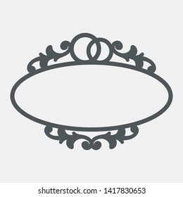 Decorative vintage floral Wedding rings love frame vector svg
