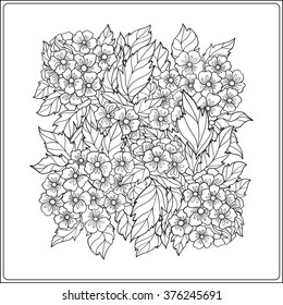 Decorative vintage flowers pattern. Good for coloring book for adult and older children. Coloring page. Outline drawing. Vector illustration.