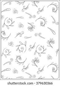 Decorative vintage flowers pattern. Good for coloring book for adult and older children. Coloring page. Outline drawing. Vector illustration.