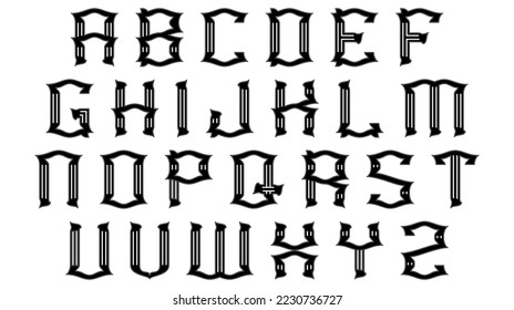 
Decorative vintage font.Custom vector alphabet.