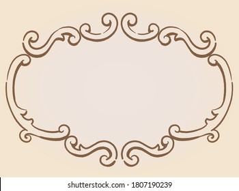 Decorative vintage frame in antique rococo style. Vector illustration.