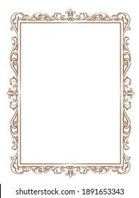 Decorative vintage frame in antique style. Vector illustration.