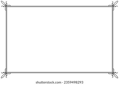 Decorative vintage frame and border. Design vector rectangle with corner swirl black on white background. Design print for illustration, texture, certificate, card, background. Set 48