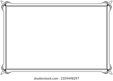 Decorative vintage frame and border. Design vector rectangle with corner swirl black on white background. Design print for illustration, texture, certificate, card, background. Set 50