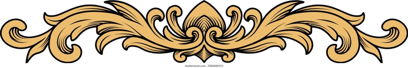 Marco vintage decorativo y borde, adorno de oro elegante Ilustración gráfica vectorial