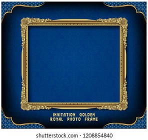 Decorative vintage frame and border, Gold photo frame with corner Thailand line floral for picture, Vector design decoration pattern style. border design is pattern Thai art style
