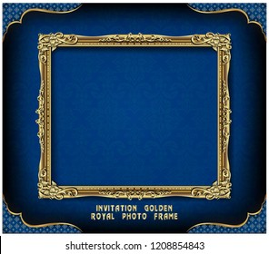 Marco vintage decorativo y borde, Marco fotográfico dorado con esquina floral Tailandia para imagen, Diseño vectorial estilo decoración. el diseño de la frontera es el estilo de arte tailandés