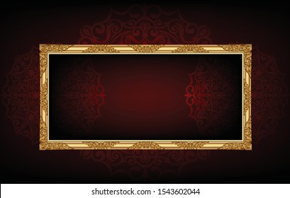 Decorative vintage frame and border ,Gold photo frame with corner Thailand line floral for picture, Vector