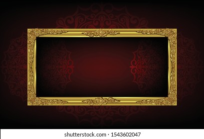 Decorative vintage frame and border ,Gold photo frame with corner Thailand line floral for picture, Vector