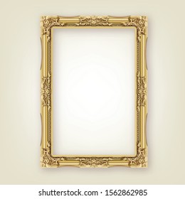 Decorative vintage frame and border ,Gold photo frame with corner Thailand line floral for picture, Vector