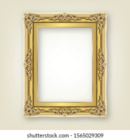 Decorative vintage frame and border ,Gold photo frame with corner Thailand line floral for picture, Vector