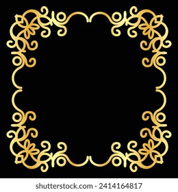 Decorative vintage frame and border, Gold photo frame with corner Thailand line floral for picture, Vector design decoration pattern style. calligraphic design. gold ornament decorate luxury element