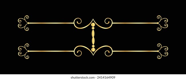 Decorative vintage frame and border, Gold photo frame with corner Thailand line floral for picture, Vector design decoration pattern style. calligraphic design. gold ornament decorate luxury element