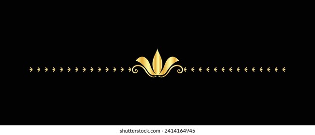 Decorative vintage frame and border, Gold photo frame with corner Thailand line floral for picture, Vector design decoration pattern style. calligraphic design. gold ornament decorate luxury element