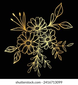 Decorative vintage frame and border Gold photo frame with corner Thailand line floral for picture, Vector design decoration pattern style. calligraphic design. gold ornament decorate luxury design