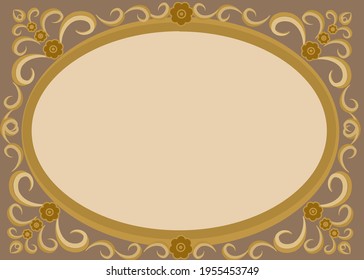 Decorative vintage frame and border,Gold photo frame engraving with ornaments pattern in antique rococo style.