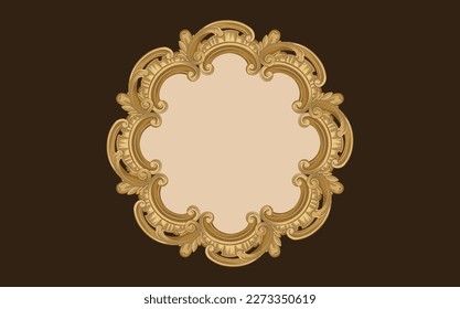 Decorative vintage frame and border,Oval gold vector frame with corner Thailand line floral for picture, Vector design decoration pattern style. border design is pattern Thai art style.