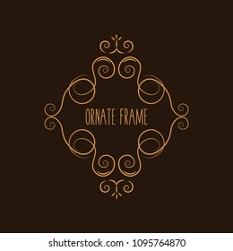 Decorative vintage frame, Calligraphic ornamental page decoration. Swirls, Scrolls, Curls. Greeting card, Wedding invitation, Save the date cards design. Vector illustration.