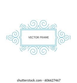 Decorative vintage frame with copy space for text made in modern line style vector. Elegant design element for birthday and greeting card, wedding invitation.