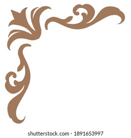 Decorative vintage frame corner in antique style. Vector illustration.